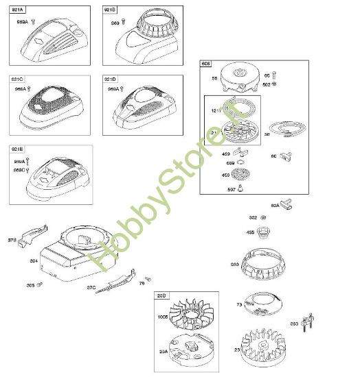 B - Alloggiamento/ripari ventola, volano, dispositivo di avviamento a riavvolgimento B&S - 10 €¦ 10T802-0198-H1 brand Stihl